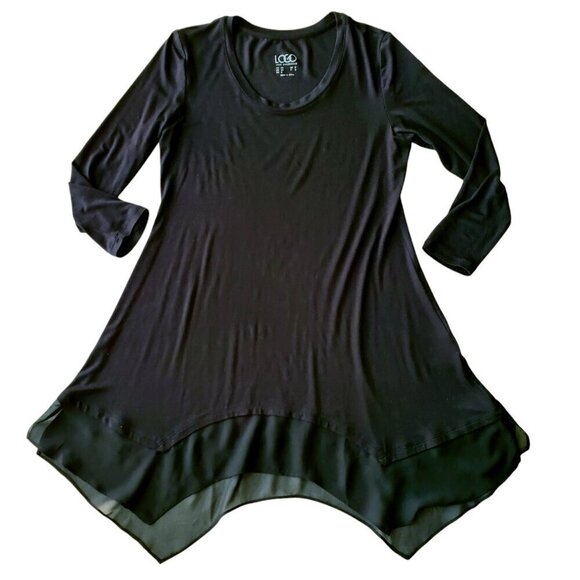 LOGO Lori Goldstein Trapeze Sharkbite Dress Chiffon Black Witchy Whimsigoth XS - Picture 4 of 14